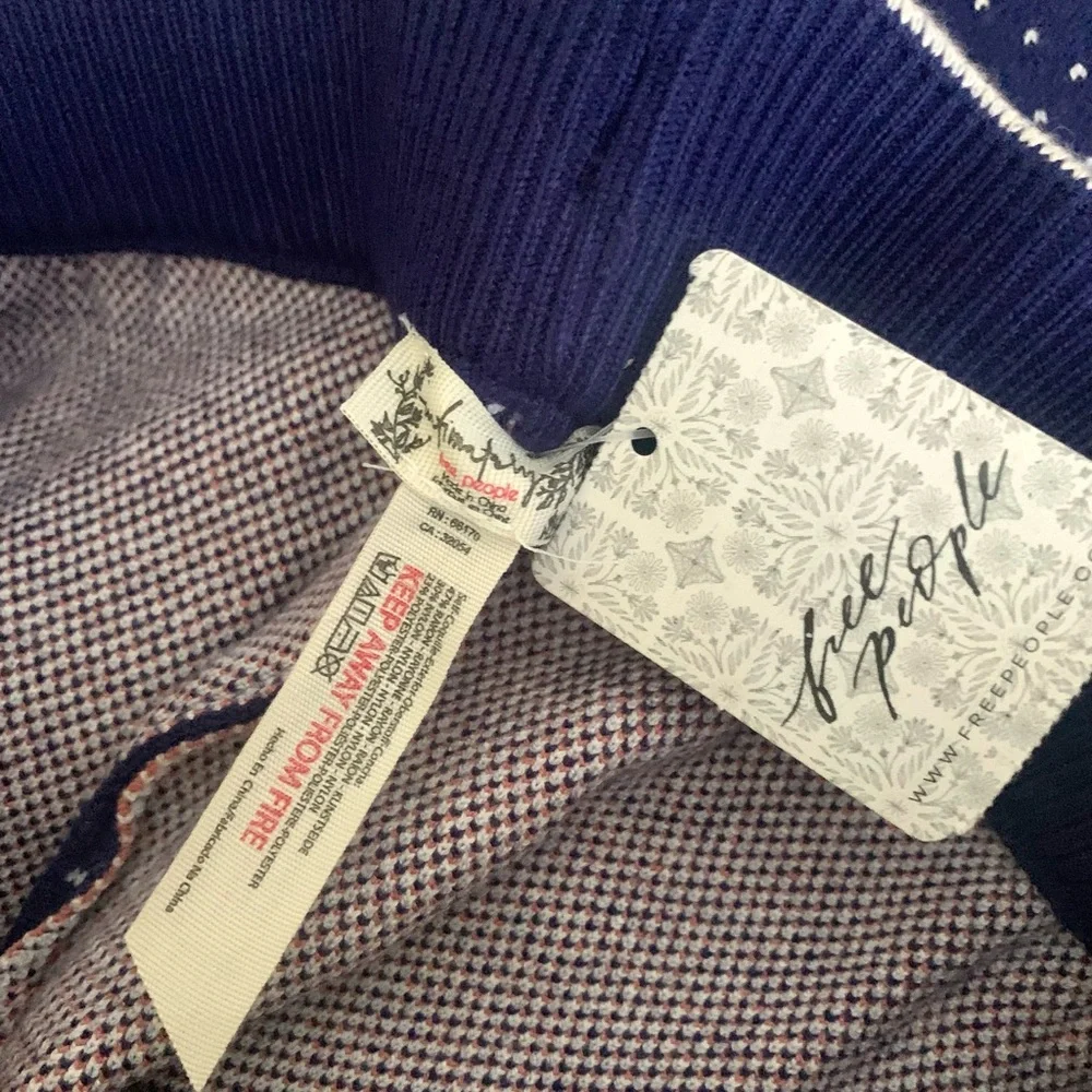 NWT Free People Ski Cozy Blue Patterned Thick Leggings